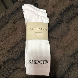 All Saints Classic White Crew Socks